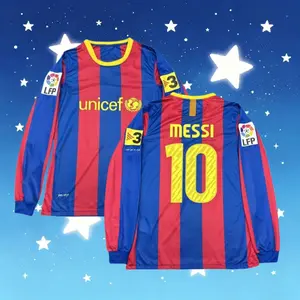 2010 2011 Home Retro No.10 Messi Long sleeve Soccer jersey