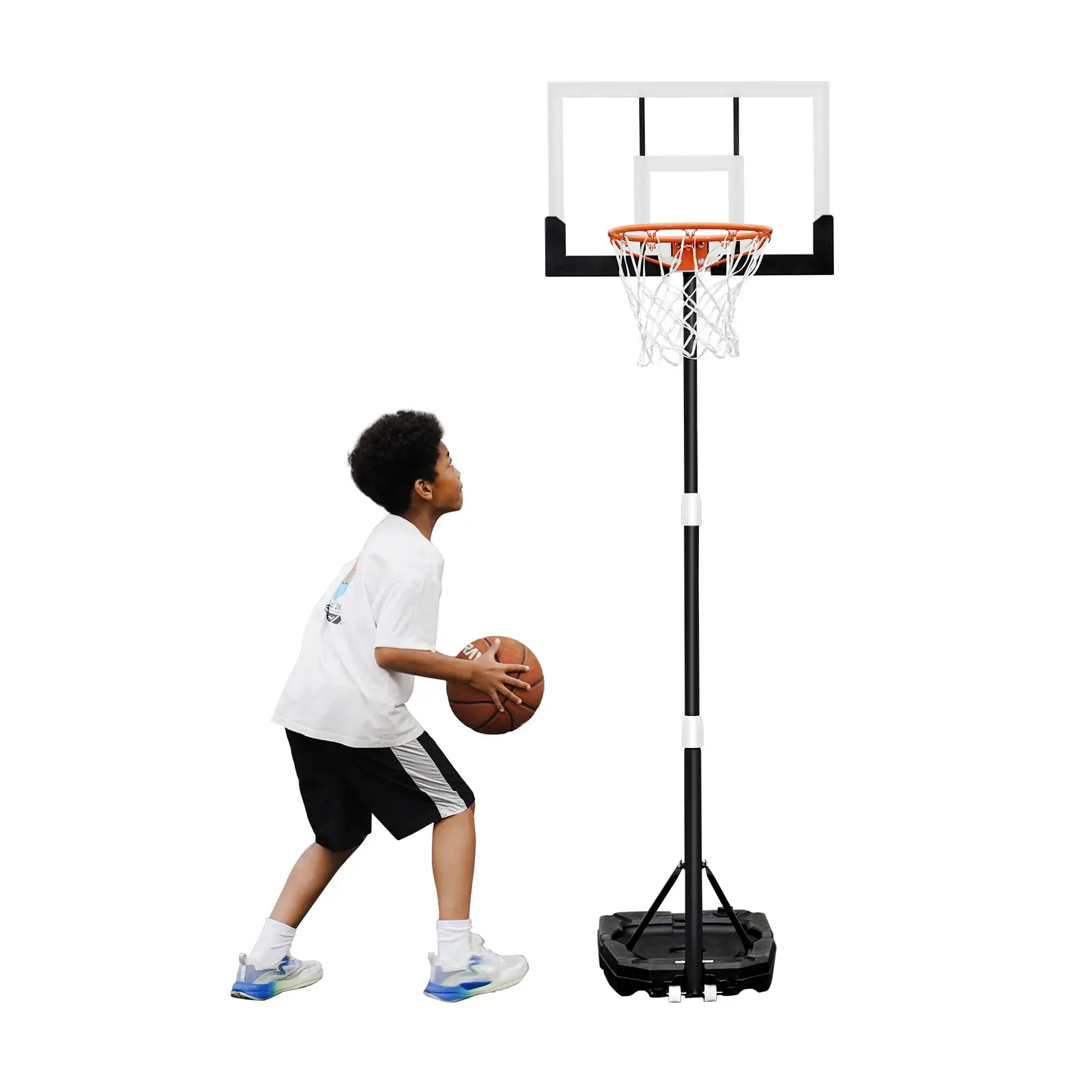 Seray Kids Basketball Hoop 3.2 to 7.2FT 10s-Quick-Adjust Pool Basketball Goal 29In Backboard for Adults Indoor Home Sports Toddlers Mini Hoop Outdoor