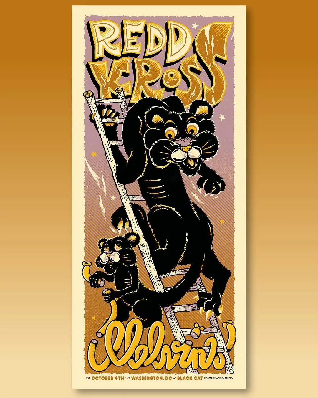 Vintage Black Cat & Banana Poster | REDD KROSS Gig Art Print