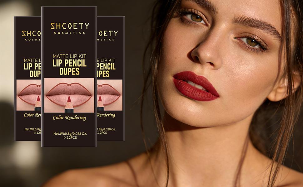 12 Colors Matte Lip Liner Set,Brown Tone Lip Pencil Kit,12 Assorted Colors High Pigmented Natural Makeup,Longwear Smooth Ultra Fine,Nude Liner Lipstick