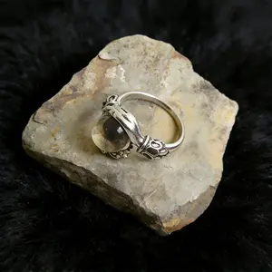 Witchtok Jewelry - 925 Sterling Silver Hand-Embracing Crystal Ring, Vintage Guardian Open Band (Fits 6-10) | Protective Pagan Jewelry | Witchy Valentine's Gift for Her