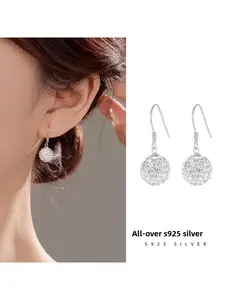 S925 Sterling Silver Shamballa Ball Stud Earrings for Women Full Diamond Sparkling Hypoallergenic Elegant Earrings Gift