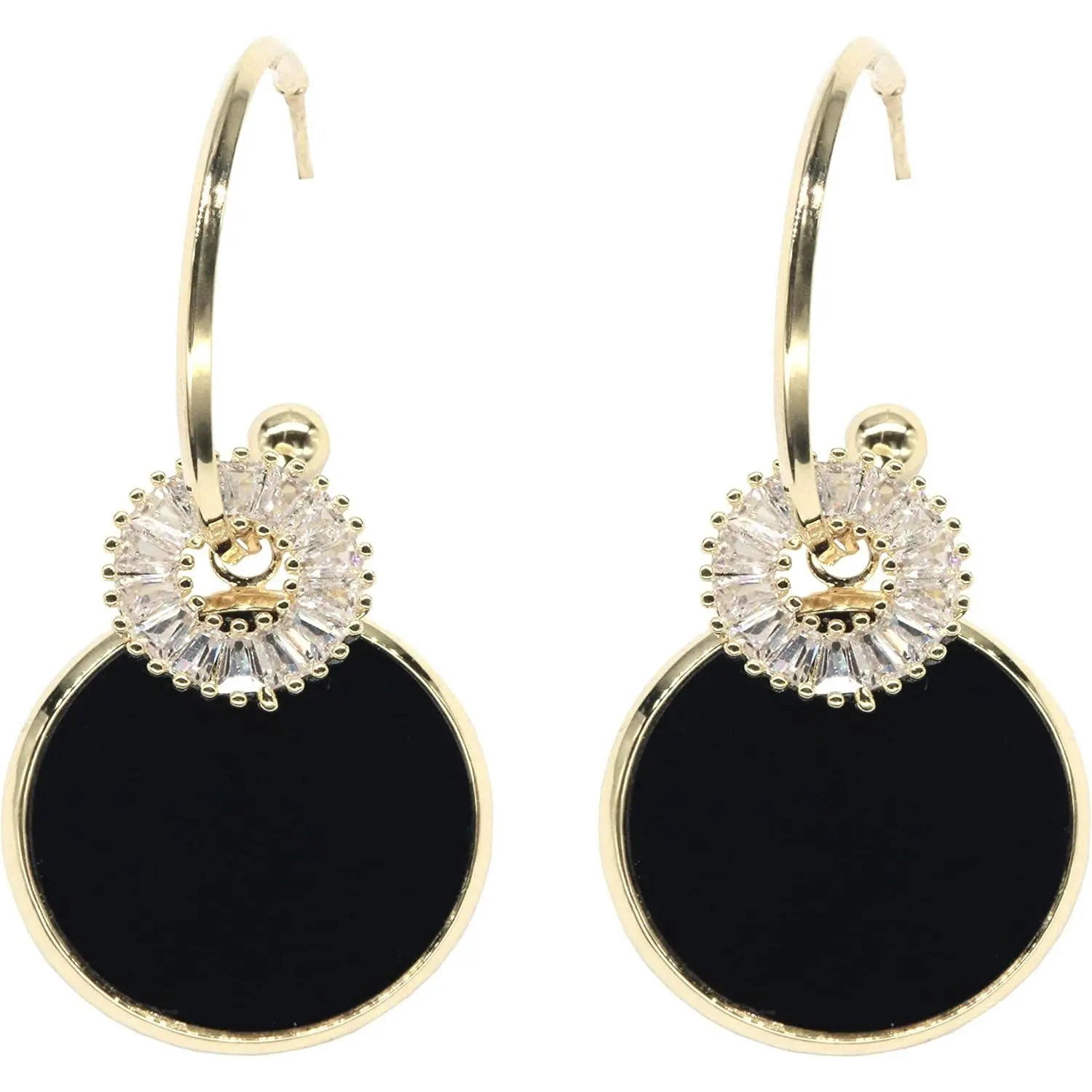 Black White Earrings for Women Sparkly Geometric Dangle Drop Statement