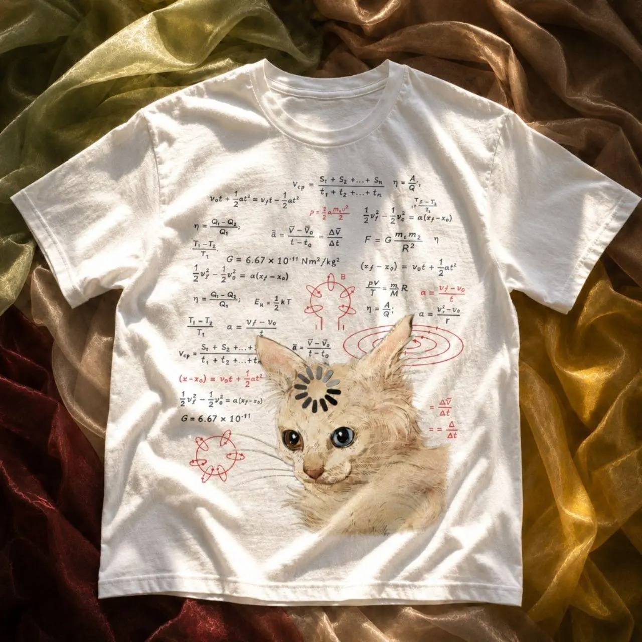 Gildan Women's T-shirt, Physics Cat Graphic Tee, Physics Cat Graphic Tee, Science Cat Shirt, STEM Student Gift, Nerd Aesthetic T Shirt, Cute Kitten Graphic Tee, Math Physics Lover Shirt, Engineering Student Gift, Unisex Tee