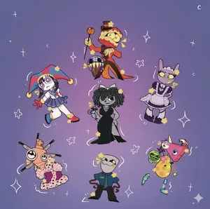 The Amazing Digital Circus Keychains, Star Sparkle Acrylic Keychains