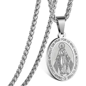 Virgin Mary Pendant Necklace Protective Religious Amulet Jewelry For Men and Women