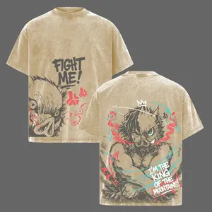Inosuke Demon Slayer Oversized T-Shirt | “I’m The King of the Mountain” Quote Tee | Vintage Washed Heavy Cotton Graphic Top | Unisex Anime Streetwear, Anime Lover,Oversized Anime Tee