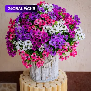 Artificial Pansies Flowers Outdoor Fake Plants - 16 Bundles UV Resistant No Fade Faux Shrubs Plastic Greenery Home Garden Porch Patio Decoration Plastic Floral Plant (16, Mixed)