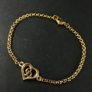 Pre-owned Christian Dior CD Logo Heart Gold Tone Bracelet 11544208089/003205
