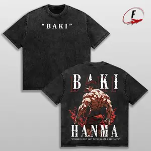 Vintage Baki Hanma Anime Graphic Tee, Men’s Oversized Pump Cover Gym T-Shirt, Vintage Washed Workout Shirt, Pump Cover Tank Top, Muscle Tank, Sleeveless Gym Shirt, Aesthetic Anime Gym Streetwear