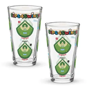 Sips4Swings, A Baseball Beer Game, UV Printed Glass, Dishwasher Safe, 16oz