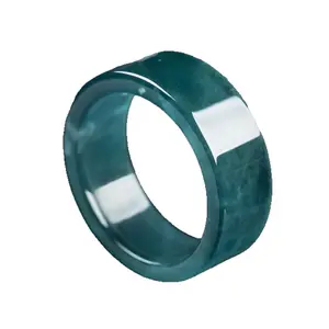 Natural A Grade Jadeite Blue Water Ring Waxy Jade Finger Ring Jewelry High-end