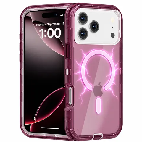 ROTUNOE 3-Layer Magnetic Case for iPhone 18 Pro Max 17 16 15 14 13 Pro Max, MagSafe Compatible Heavy Duty Shockproof Hybrid Phone Case, Clear Protective Cover with Reinforced Bumper