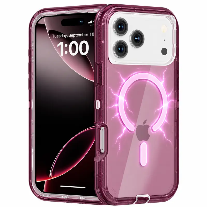 ROTUNOE 3-Layer Magnetic Case for iPhone 18 Pro Max 17 16 15 14 13 Pro Max, MagSafe Compatible Heavy Duty Shockproof Hybrid Phone Case, Clear Protective Cover with Reinforced Bumper