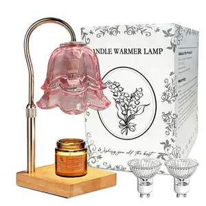 Height Adjustable Timer Candle Warmer, Gold Floral Lamp for Stylish Home Decor & Safe Scent Special Mom Present