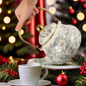 Enamel Tea Pot 1 Count Handmade Coffee Pot with Handle Cute Tea Kettle for Home Kitchen Viral Kitchen Gadget Perfect Holiday Gift