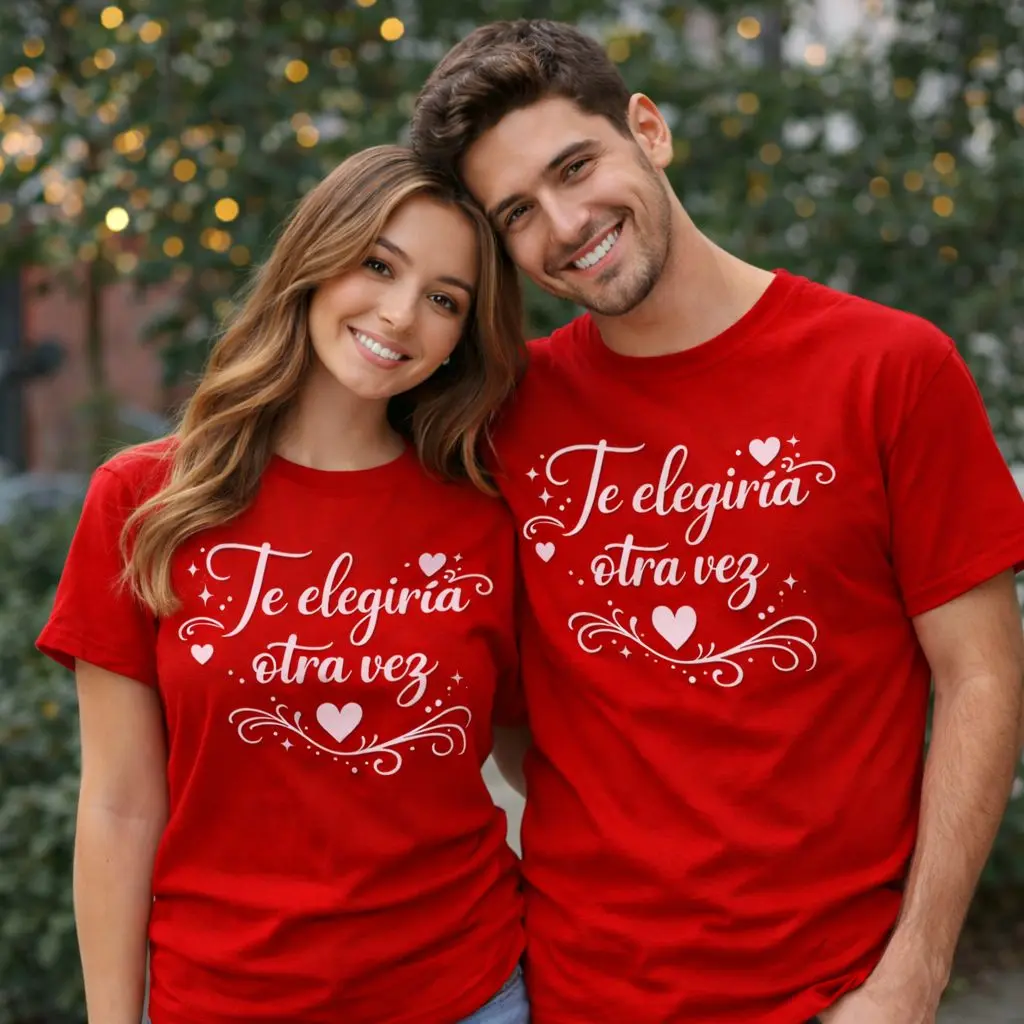 Romantic Spanish Love Tee "Te elegiría otra vez" - Soft Comfortable Classic Fit T-Shirt for Valentine's Day & Anniversaries