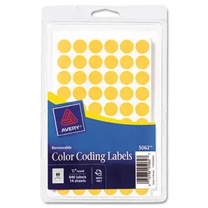 Avery 05062 Removable Self-Adhesive Color-Coding Labels .5 in dia Neon Orange 840-Pack