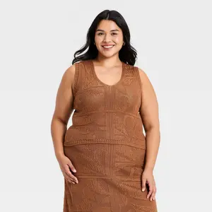 Women's Sweater Tank Top - Universal Thread Brown 3X