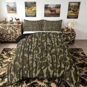 Camouflage Bedding Set Kids Camo Comforter Set for Boys Girls Teens Military Style Duvet Quilt Breathable Soft Lightweight Microfiber Army Green Room Decor