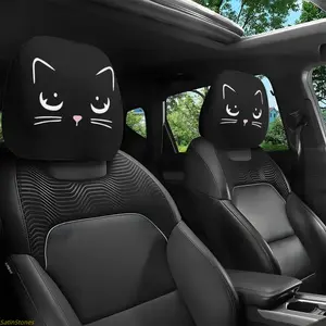2-Pack Cute Cartoon Cat Car Headrest Covers, Adorable Car Accessories, Universal for All Seasons, Perfect Halloween Gift for Cat Lovers and Families, Comfortable Neck Relief, Accessories For Car, Cute Car Accessories