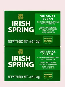 Irish Spring Original Bar Soap 2-Pack 500g Each Mild for Skin 12 Hours Fresh for Face Body Hand Plus Bathing Loofah Sponge Cleansing - Cleanser