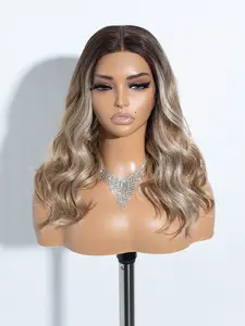 18 Inch Long Wavy Synthetic Lace Front Wigs, Natural Fluffy Wigs without Bangs for Cosplay, Anime Or Costume Party, Trendy Wig for Women & Girls, Glueless Frontal Wig