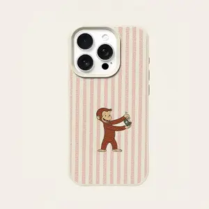 New Striped Monkey UV Print Smartphone Case, Fits iPhone XR 11-17 Pro Max Plus, Fashionable Protective Cover, Creative Design, Protector
