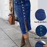 Women's High Elastic Denim Half Skirt with Button Closure, Stylish Casual Wear, Perfect for Daily, Everyday, Comfortable and Trendy