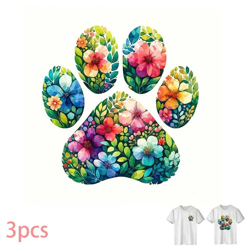 Floral Print DTF Heat Transfer Vinyl, Washable DIY Iron-On Stickers for T-Shirts, Jeans, Hoodies, Backpacks, Durable PVC Material, Pattern Only