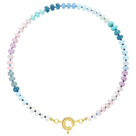 KissYan Women's 14K Gold-Plated Beaded Choker Necklace - Bohemian Jewelry with Boho Design, Natural Stone, Freshwater Pearl, Bright Color Necklaces, Velvet Gift Bag for Daily, Summer Gifting