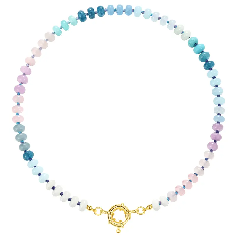 KissYan Women's 14K Gold-Plated Beaded Choker Necklace - Bohemian Jewelry with Boho Design, Natural Stone, Freshwater Pearl, Bright Color Necklaces, Velvet Gift Bag for Daily, Summer Gifting