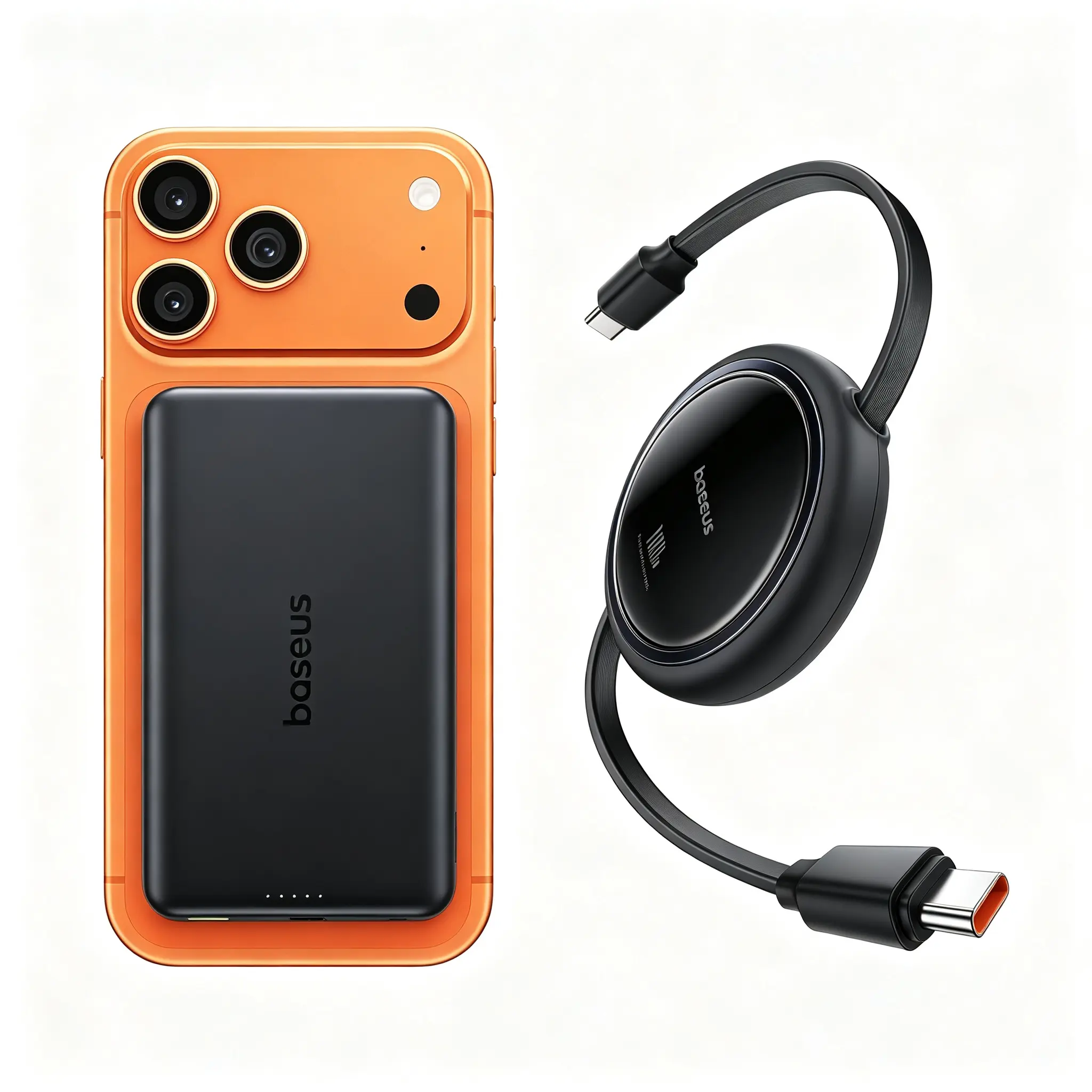 Power Bank + 100W Retractable USB-C Cable