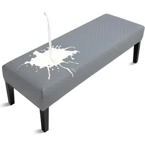 Dining Bench Cover, Removable Bench Slipcover Washable Bench Seat Protector Cover for Living Room, Bedroom, Kitchen (Light Grey)