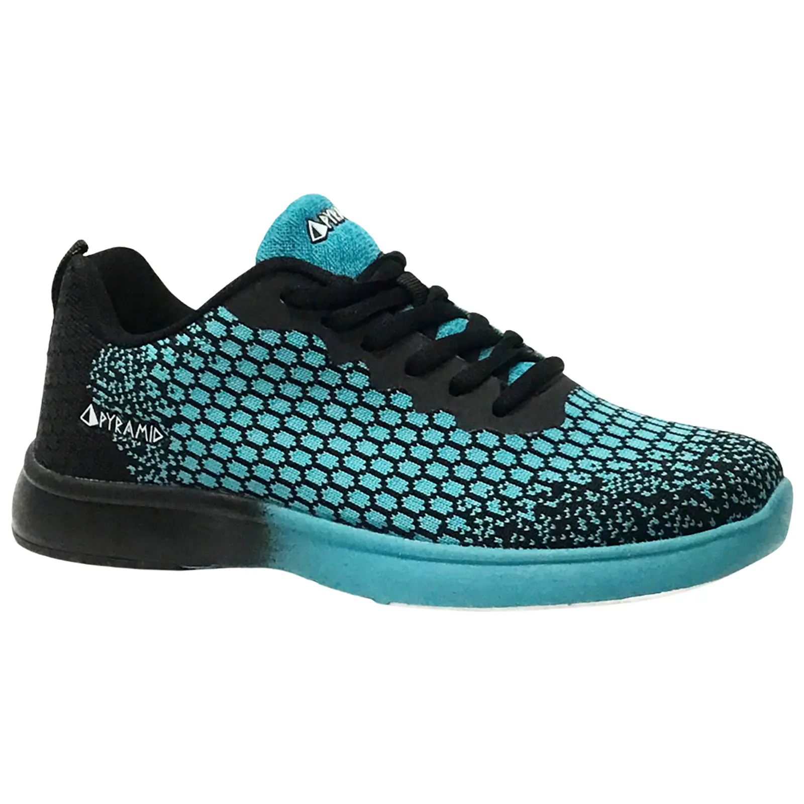 Pyramid Women's Path Lite Bowling Shoes, Lightweight Seamless Mesh Athletic Footwear with Universal Soles, Black/Teal, Sports Shoes, Closed, Casual