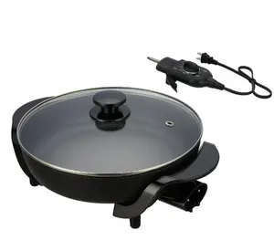Mainstays 12" Round Ceramic Skillet, Black,Nonstick, 1200W, Removable Temp Control, Dishwasher Safe