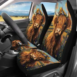 2-piece Highland cow print car seat covers, suitable for SUVs and sedans Scotland-style thickened cushions designed for front seats, unisex, Car Seat Decorative, Car Seat Protectors, making them an ideal car accessory gift