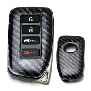 iJDMTOY Gloss Finish Black Carbon Fiber Pattern Hard Shell Key Fob Cover Case, For 2nd Gen Lexus is ES GS RC NX RX LX 200 250 350 4-Button Smart Key Fob