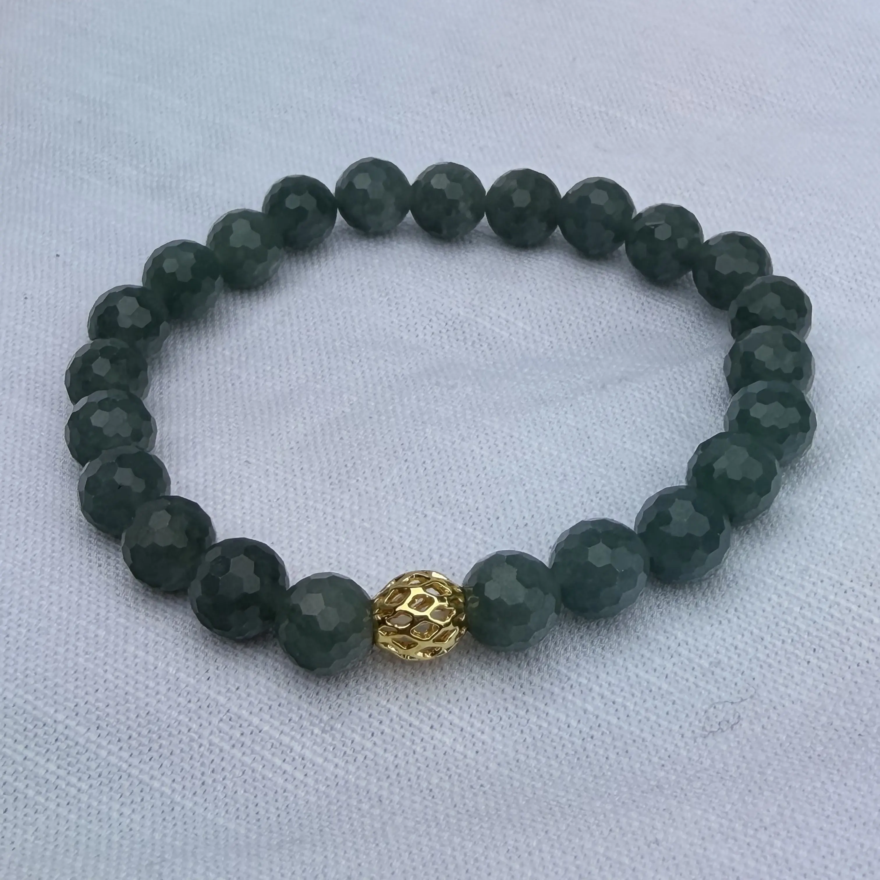 Natural Green Jade Beaded Bracelet for Women