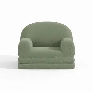 Kids Sofa Chair, 2-in-1 Convertible Toddler Sofa Lounge Chair, Comfortable Folding Teddy Flannel Children's Sofa Bed