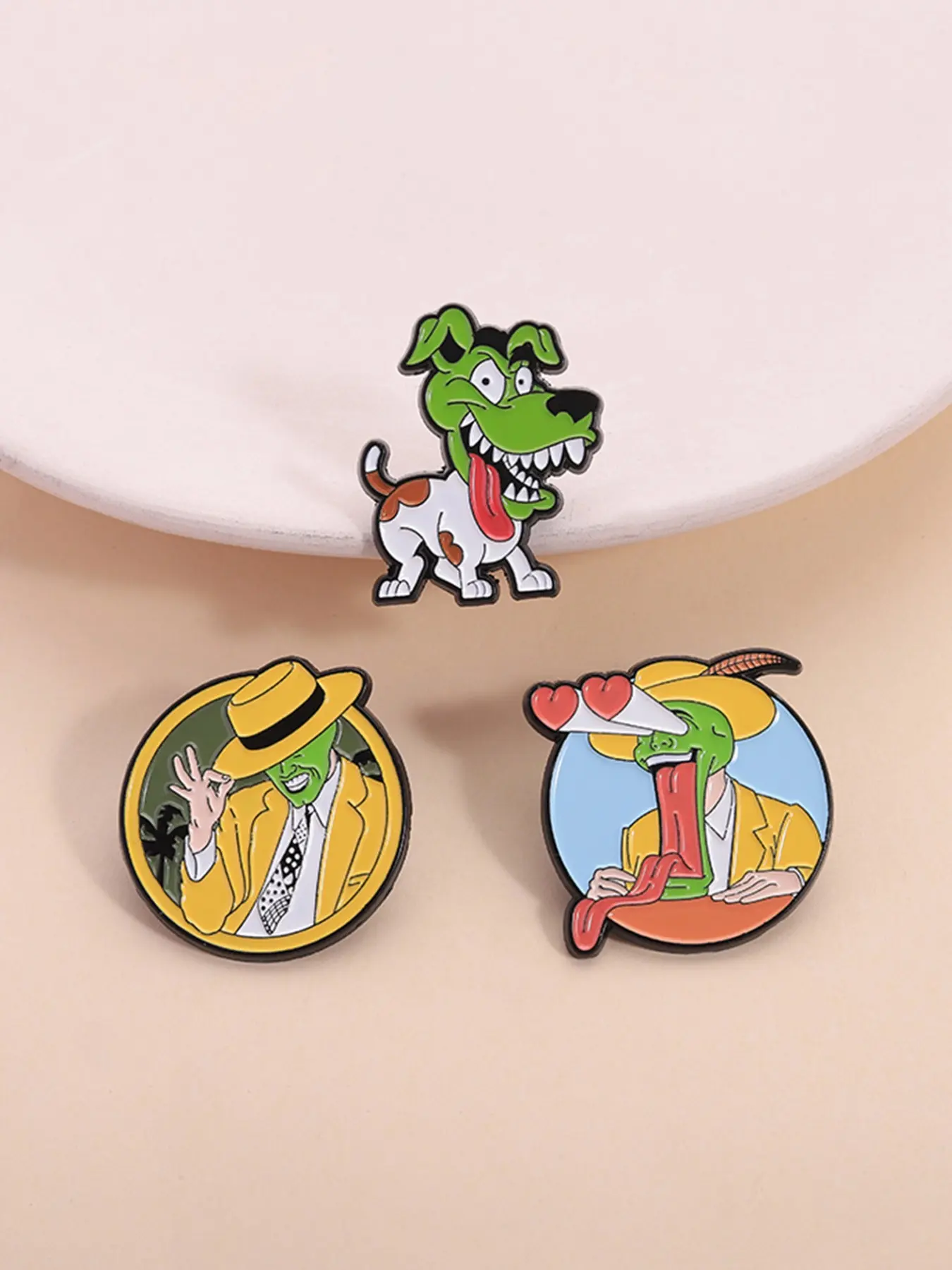 3 Piece Enamel Pin Set, Fantasy Comedy Movie Characters Mask Man Metal Lapel Pins, Jewelry Accessories Gift for Friends Clip, Brooches