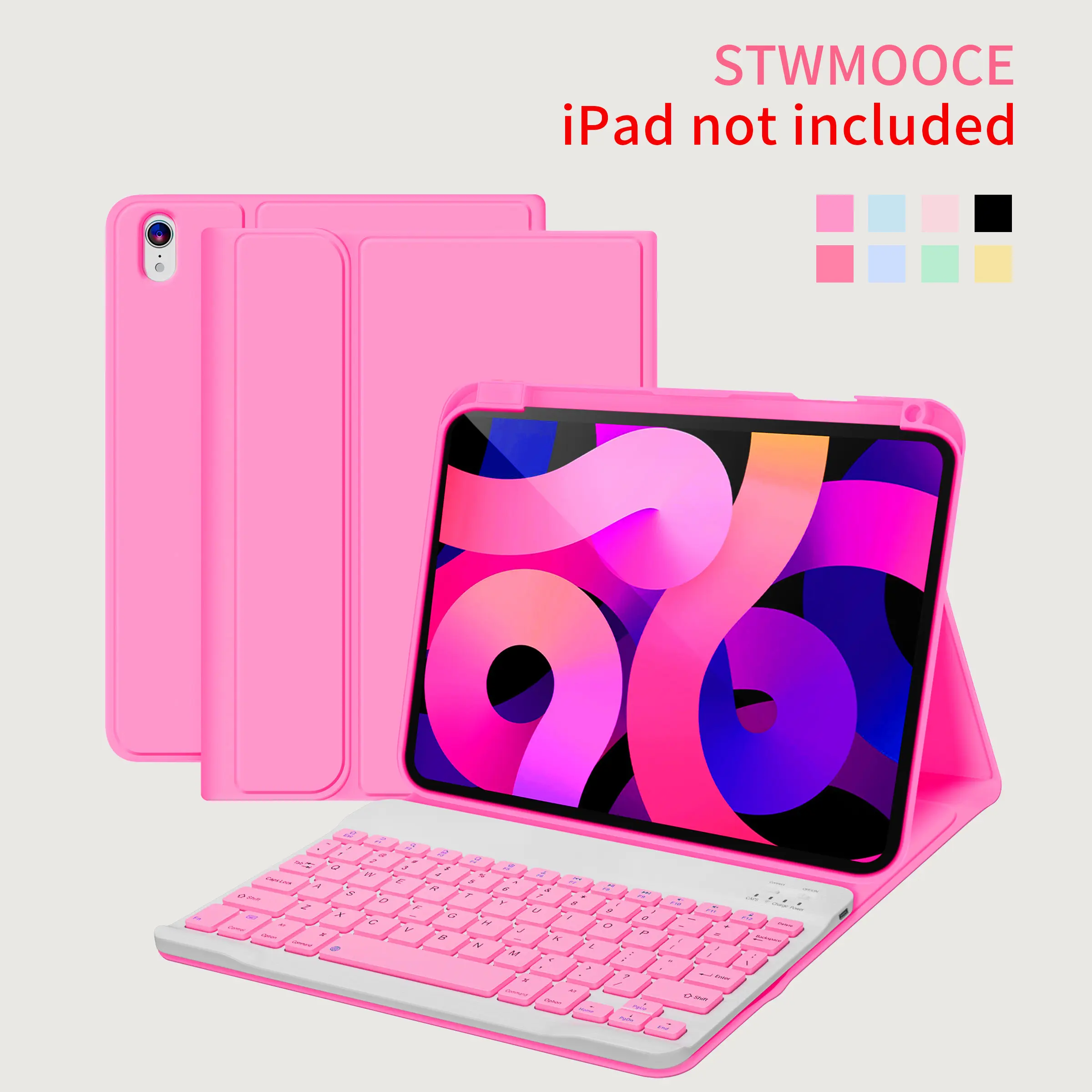 STWMOOCE Wireless Keyboard Magnetic Cute Case for iPad Tablet Computer Compatible with 10.2-inch iPad 7/8/9th, 10.9-inch iPad 10th Gen/A16,iPad Air4/5th,11-inch iPad Air(M2/M3/M4),iPad Pro2/3/4th Gens, Keyboard casing Pink Tech Accessories Cover Device