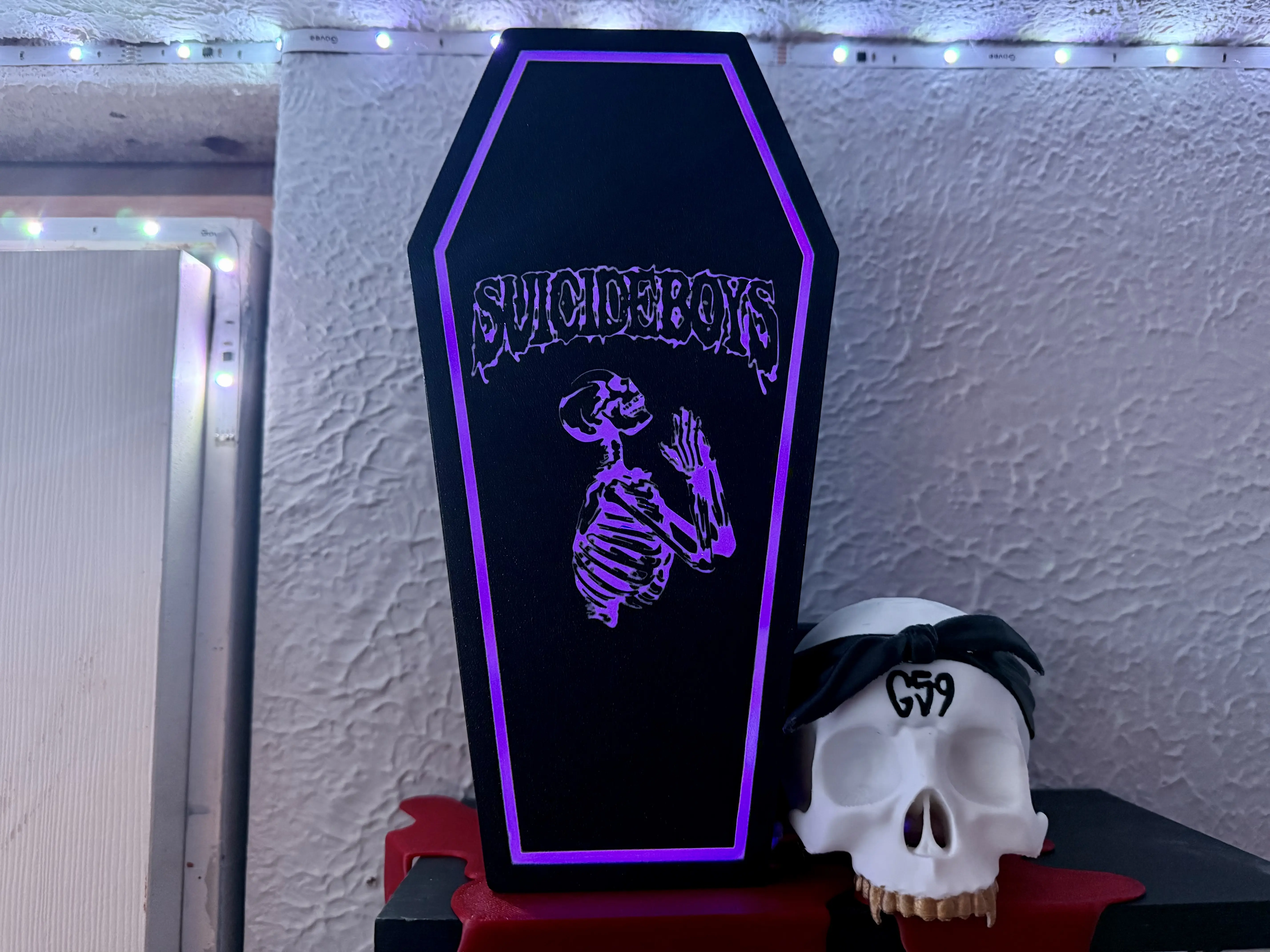G59 Records Coffin Skeleton Box | Art | Ruby | scrim Storage Bins Black