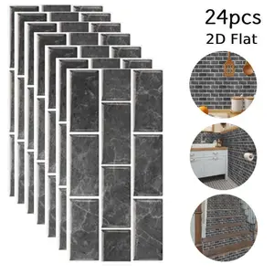 24 Sheets Of  Classic  Wall Stickers For Home Decor, Modern Wallpaper，Peel and Stick Wallpaper，Suitable for Living Rooms And Bedrooms. wallpaper self adhesive tile self-adhesive vinyl black accent faux brick