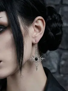Silver Color Cross Stud Earrings, Vintage Style Rhinestone Fringe Ear Cuffs, Unique Fashion Statement Jewelry, Trendy Accessory