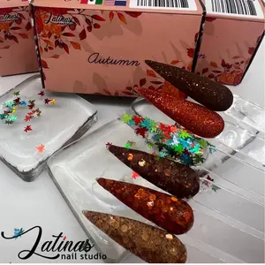 Latinas Nail Studio Acrylic Powder Autumn Collection 6pz - Versatile Acrylic Powder for Various Nail Applications - Multicolor Design, Smooth Finish