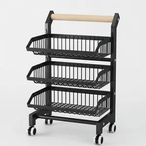 3-Tier/4-Tier/5-Tier Metal Kitchen Storage Rack, Multi-Purpose Rolling Utility Shelf Cart, Freestanding Organizer with Wheels for Home, Living Room, Balcony, Kitchen