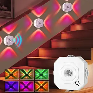 1/2/4 Pack USB Rechargeable Motion Sensor Wall Light, LED Stair Lamp, Modern Lighting, Multifunctional Lighting, 3 Color RGB Adjustable, Automatic On/off, Bedroom, Room Decor, Hallway, Cabinet