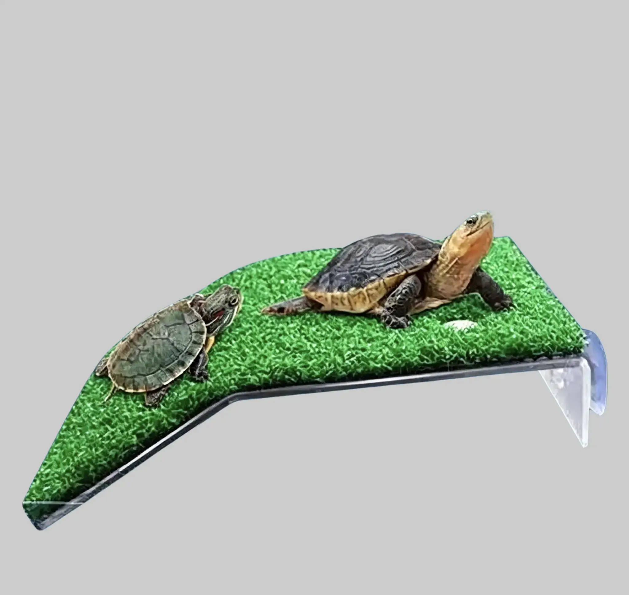 Artificial Grass Turtle Basking Platform | Simulated Lawn Turtle Resting Ramp for Turtle Tank, Amphibious Basking Dock for Small Reptiles, Frogs, Terrapins & Aquatic Turtles