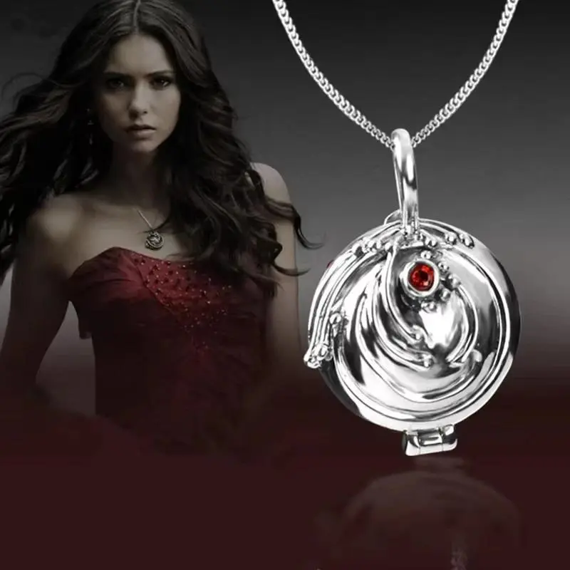 The Vampire Diaries Necklace Elena Gilbert Fashion Vervain Verbena Pendant Photo Locket Jewelry Men Women Christmas Party